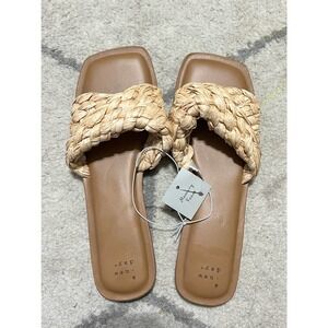 NWT  Women's a new day Beige Raffia Slide Sandals - Size 9.5